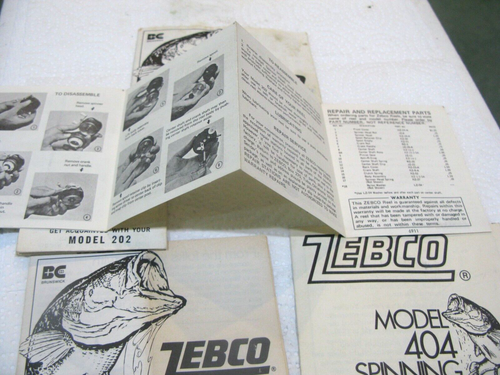 Zebco model 202 404 ZEE BEE reel foldout + schematic 5 manual lot original USA - Bild 10 von 14
