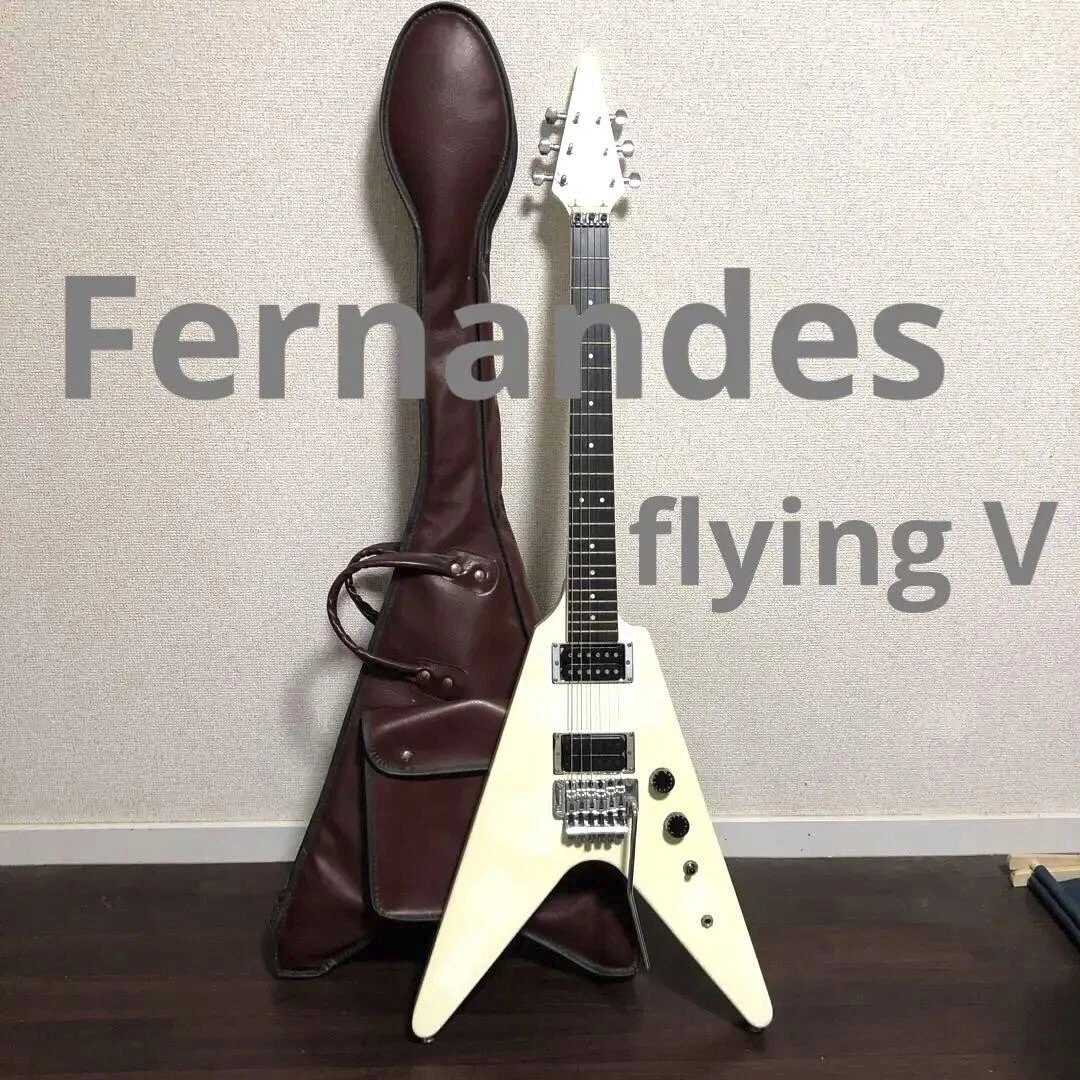 Fernandes Flying V Electric Guitar White 80s Vintage with Soft