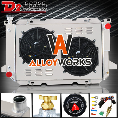 4 Row Radiator Shroud Fan For 1983-1997 Ford Bronco F150 F250 F350 Truck V8