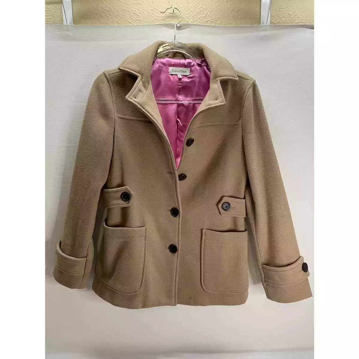 Calvin Klein Tan Wool Blend Pea Coat Women s Size 2