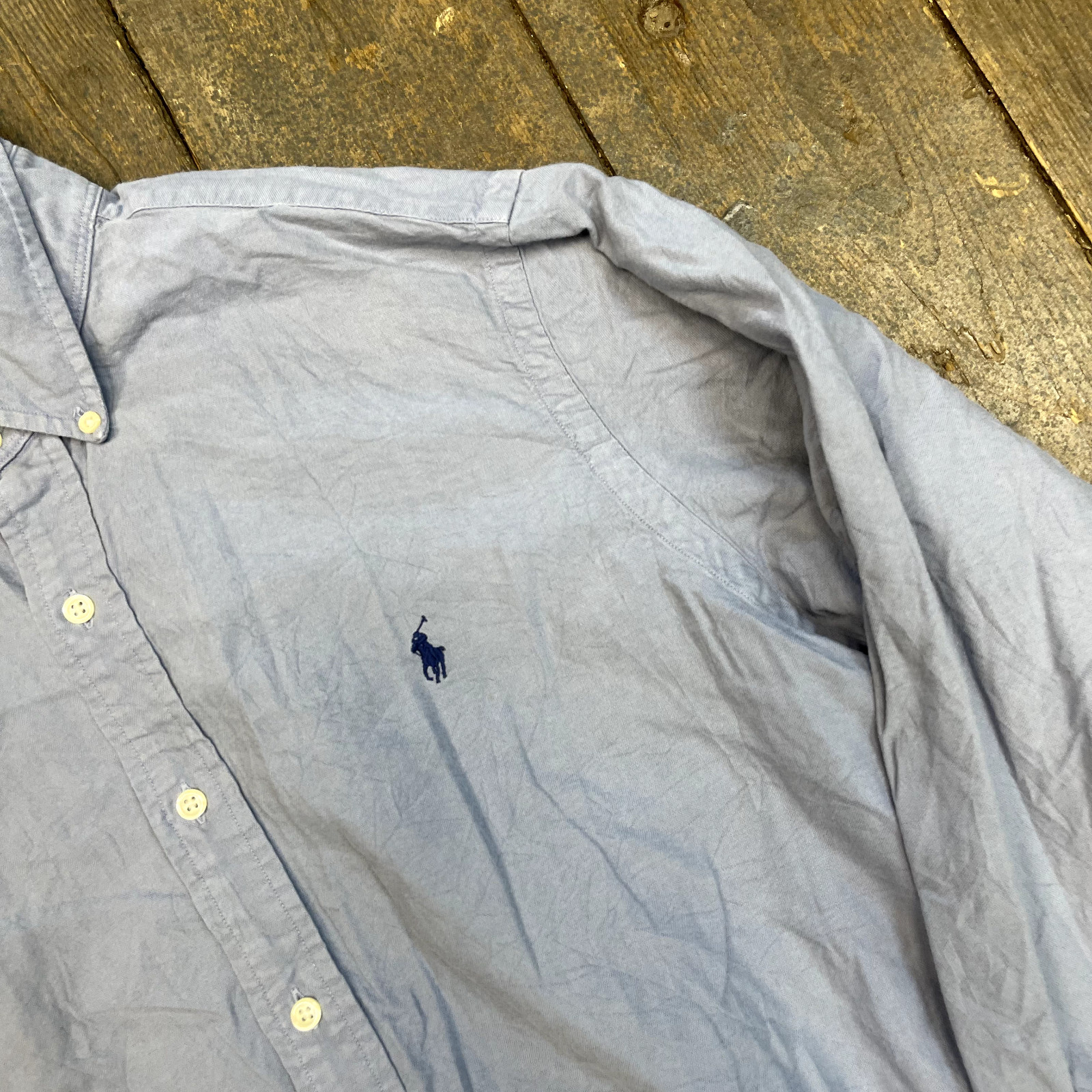 Ralph Lauren Shirt Vintage Small Pony Button Up Top, Blue, Mens Large image 4