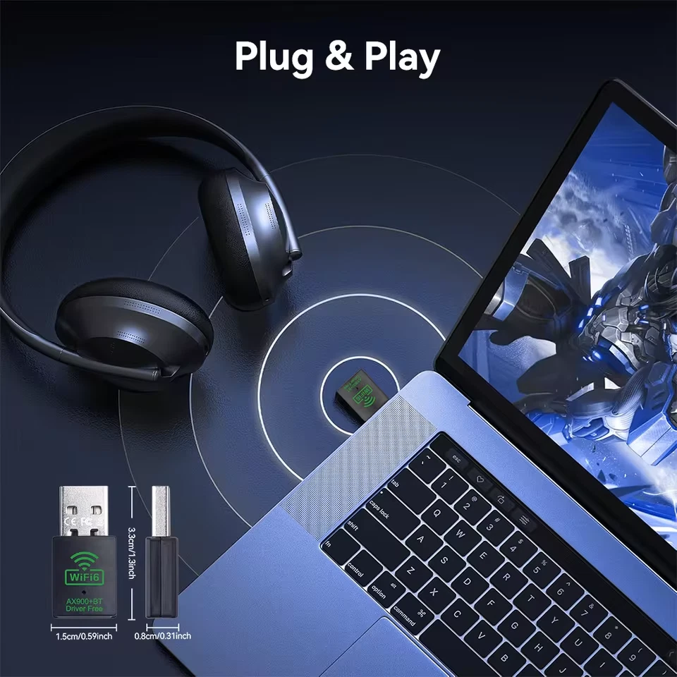 Wifi 6 AX900M 802.11AX + Bluetooth Mini USB Dongle Dual Band for PC Win 10/11 - Image 4 of 4