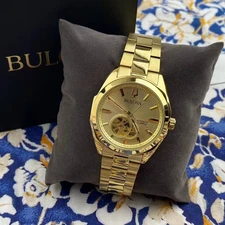 Bulova Surveyor 97A182 Men's Classic Watch Gold Tone Dial Automatic Watch 39mm