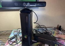 Xbox 360 S Console With Cords And Kinect Sensor Bar.
