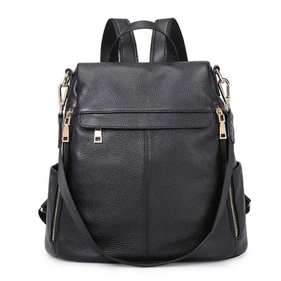 Kattee Women's Anti-Theft Backpack Purse Genuine Leather Medium, Black