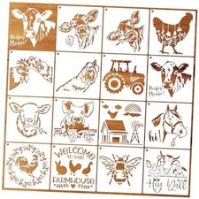 15 Piece Farmhouse Stencils - Reusable Farm Animal Stencils 15 Farm animal