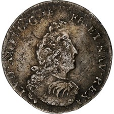 France, Louis XIV, 1/12 Ecu aux insignes, 1702, Lyon, réformé, Argent, TTB