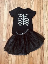 Cat Jack Skeleton Flip Sequin Halloween Tee  Gap tulle Skirt Size 4/5
