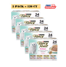5 Packs, Fancy Feast  Kitten Classic Pate Wet Cat Food - Variety Pack, 3 Oz, 24