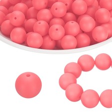 100 Pcs Silicone Beads Bulk, Pink 15mm Silicone Round Focal Loose Beads