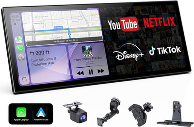 11.26'' Carplay Screen for Car, Built-In N-Etflix/Youtube/Tiktok, Car Stereo for