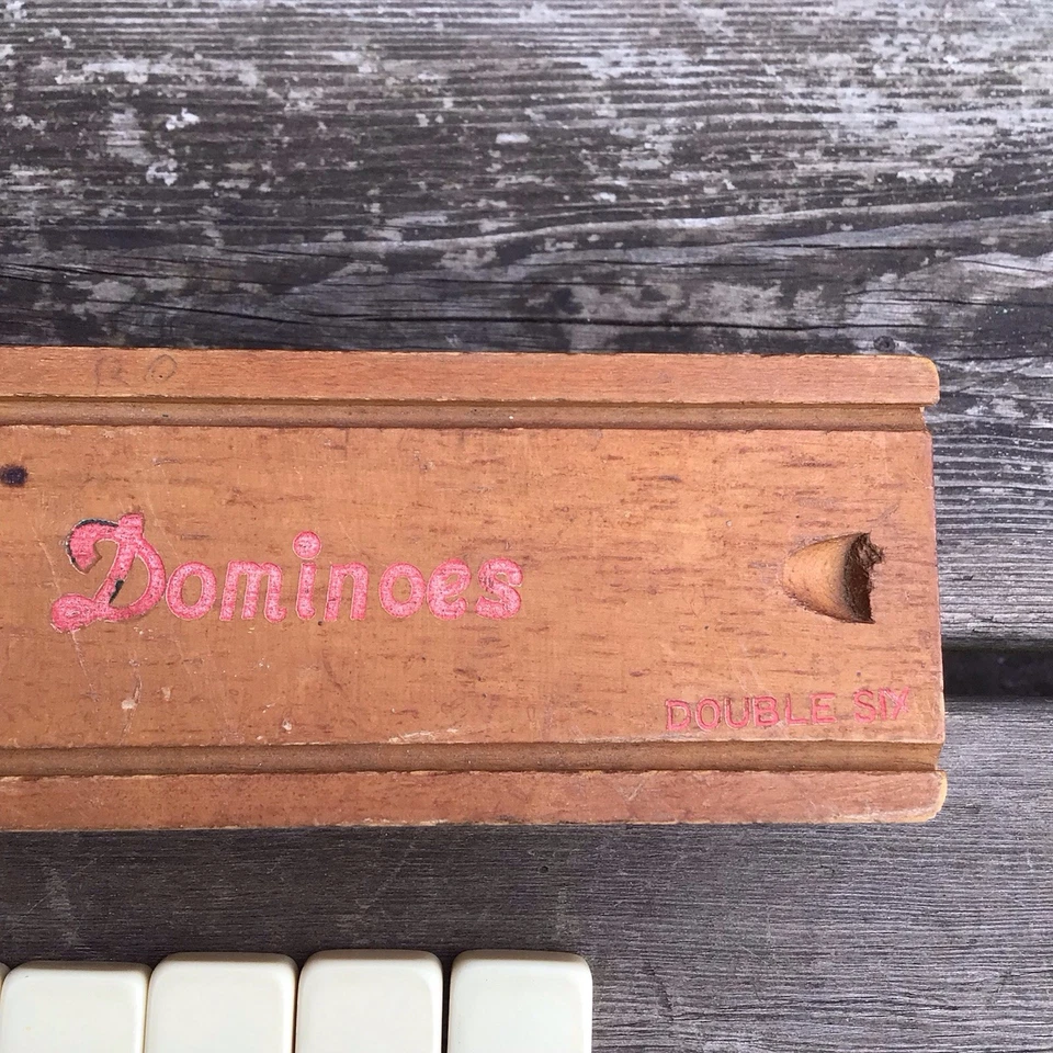Vintage Boxed Complete Set Of Double Six Composite Dominoes With Pins - Image 4 of 4