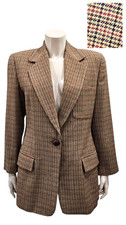Vtg LINDA ALLARD Ellen Tracy Women Wool Check Plaid Blazer Jacket 10P