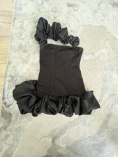 Black Ruffle Strapless Mini Dress Woven Polyester Solid Sleeveless Women