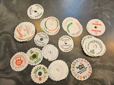 Vintage europäische Papierstiel Bierdeckel 100 zufällige Marken 70er/80er Restposten Konvolut