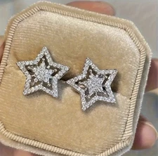 Extremely Shiny Star Stud Earrings Sparkly Shooting Star Celestial *New