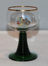 German wine glass goblet green beehive stem gold trim Rothenburg ASA Decor