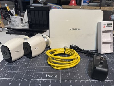 Netgear Arlo Pro VMC4030 Two Wireless Cameras, Batteries, and Base Station AS IS