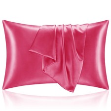 Satin Pillowcase For Hair, Cooling Queen Size, Gift, Hot Pink