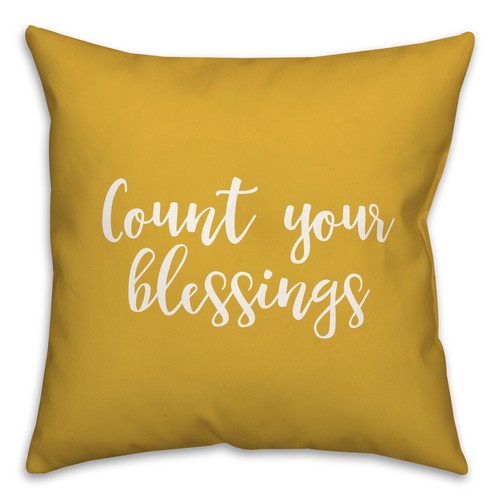 Creative Products Count Your Blessings in Mustard 18 x 18 Spun Poly Pillow - 第 1/3 張圖片