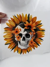 Skull Sunflower Dtf Print 10.5 in x 11 in