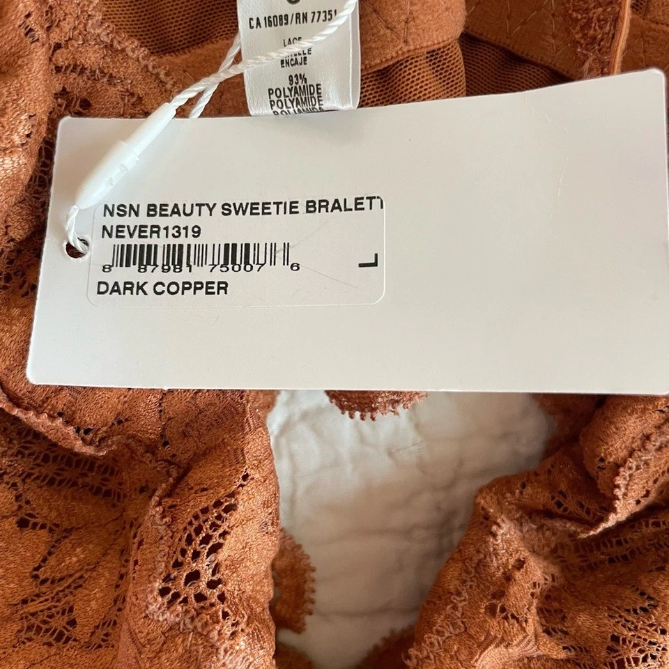 NUEVO CON ETIQUETAS Cosabella Sweetie Bralette de Encaje Talla Grande Cobre Óxido Encaje Femenino Íntimo Foto 4 de 4