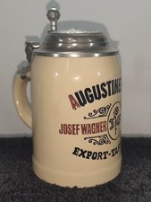 Augustiner Br&auml;u M&uuml;nchen Bierkrug mit Zinndeckel Keramikkrug Sammlerkrug 0,5L