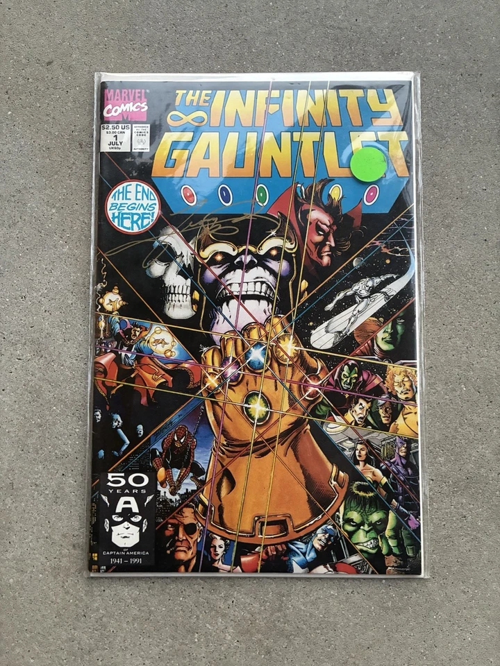 Infinity Gauntlet #1 • Firmado por George Pérez con certificado de autenticidad • Marvel Comics 1991 Foto 2 de 4