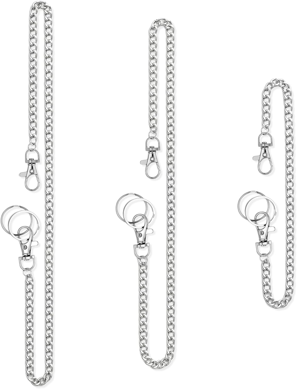 3pcs Wallet Chain Pocket Keychain Trousers Chains Belt Metal for Keys..