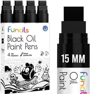 15mm Jumbo Oil Black Paint Pens - Oil Based Paint Markers for Metal, Fabric, ...