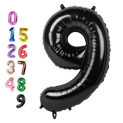 9Th Birthday Decorations 9 Number Balloons, Happy Birthday Number 9 Black