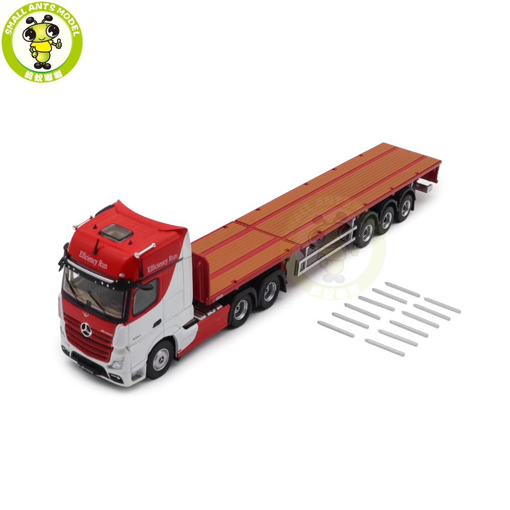 1/64 GCD Benz Actros Gigaspace White/Red Trailer Truck Diecast