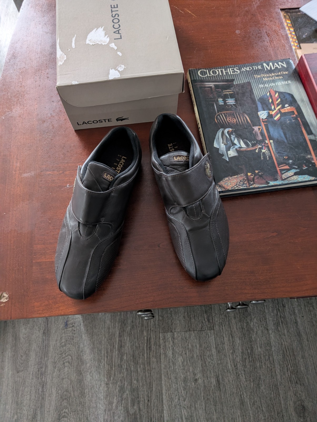 Lacoste Brown Leather Casual Sneakers – hook and loop strap – New –10 M thumbnail 3