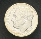 1955 Roosevelt Dime GEM PROOF - 90% Silver - Slight Rim Toning - Brilliant