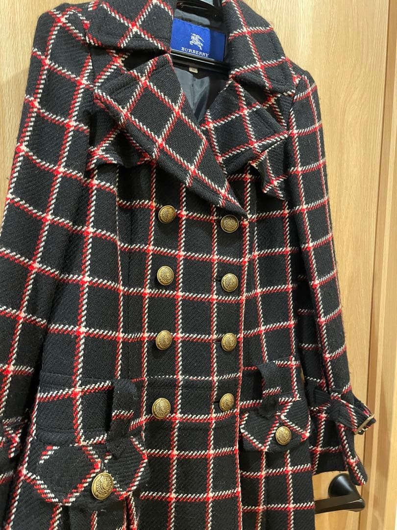 Burberry Blue Label Check Wool Pleated Coat, Size38(US-S), Good Condition, Rare image 7