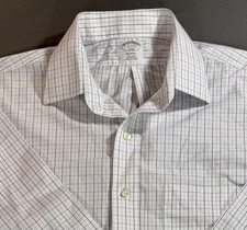 Brooks Brothers Shirt Mens 16-2/3 Blue Grid 1818 Regent Non-Iron Button Up
