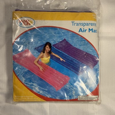 VTG Sand N Sun Transparent Air Mat Pool Float 6 Ft X 27 In Pillow Top NIP Relax