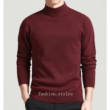 Men's Sweater Mock Neck Sweaters Cashmere Knit Pullover for Male Men Knitwear Sz