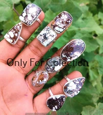 Wild Horse Gemstone Ring Lot 925 Sterling Silver Plated Festival Jewelry