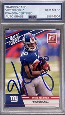 2010 Donruss Rated Rookie #100 Victor Cruz Signed Card Giants GM MT 10 Auto PSA. rookie card picture