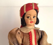 Antique Italian Lenci Style Felt Doll Folk Costume 9.3 inches Made in Italy Me