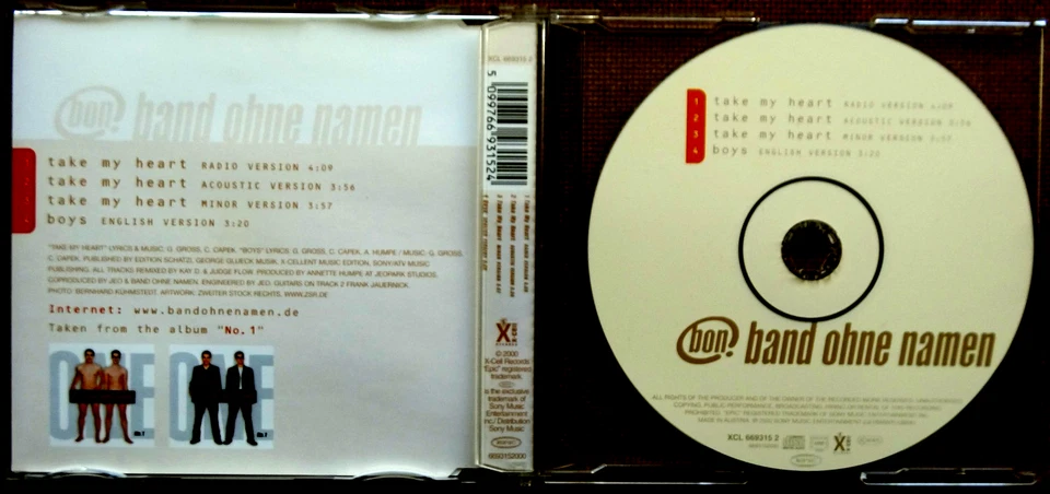 bon - band ohne namen: take my heart Maxi CD · CD 2000 · 4 Tracks - Bild 2 von 2