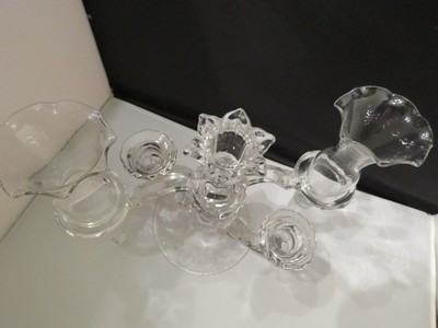 Cambridge Glass Diane Candleabra 3 Lights 2 Vases Epergne Set