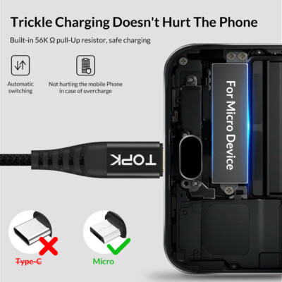 Doppia velocità Fast Micro USB cavo di ricarica per Android e ios dati