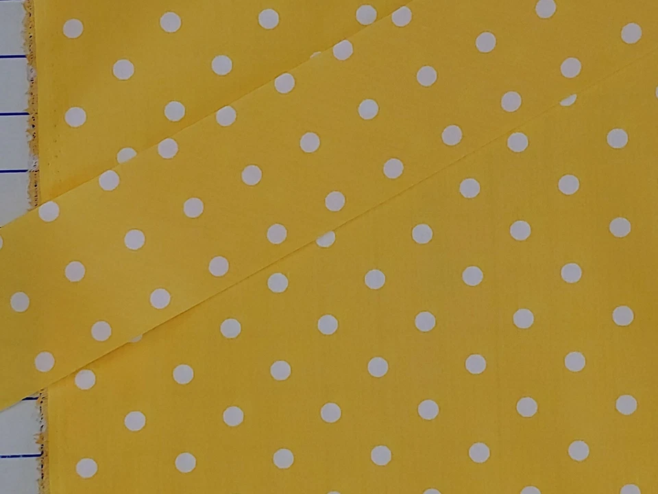 Lunares Tela Lunares Poli Algodón Blanco Dorado Amarillo POR YARDA 65" ANCHO Foto 2 de 2