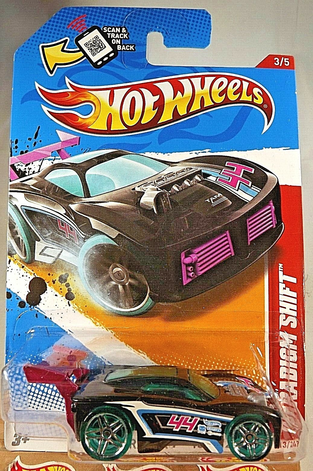 2012 Hot Wheels #213 Thrill Racers ICE 3/5 PARADIGM SHIFT Black w/Trans Aqua Whl