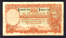 Australia R-11. (1936) Ten Shillings - Riddle/Sheehan.. Geo V Portrait.. VG-F