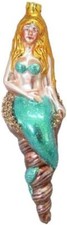 December Diamonds Mermaid Sitting Seashell Glass Christmas Ornament 79-80952 8"