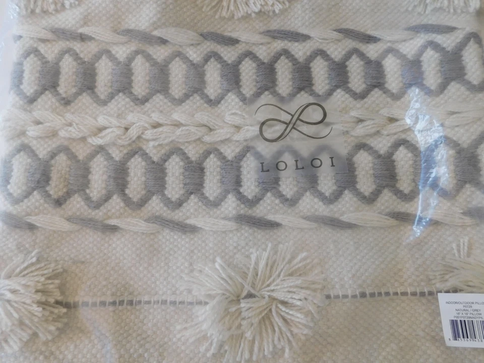 LOLOI текстурированная смесь подушка чехол молнии натуральный / серый 18 x 18 новый - Изображение 4 из 4