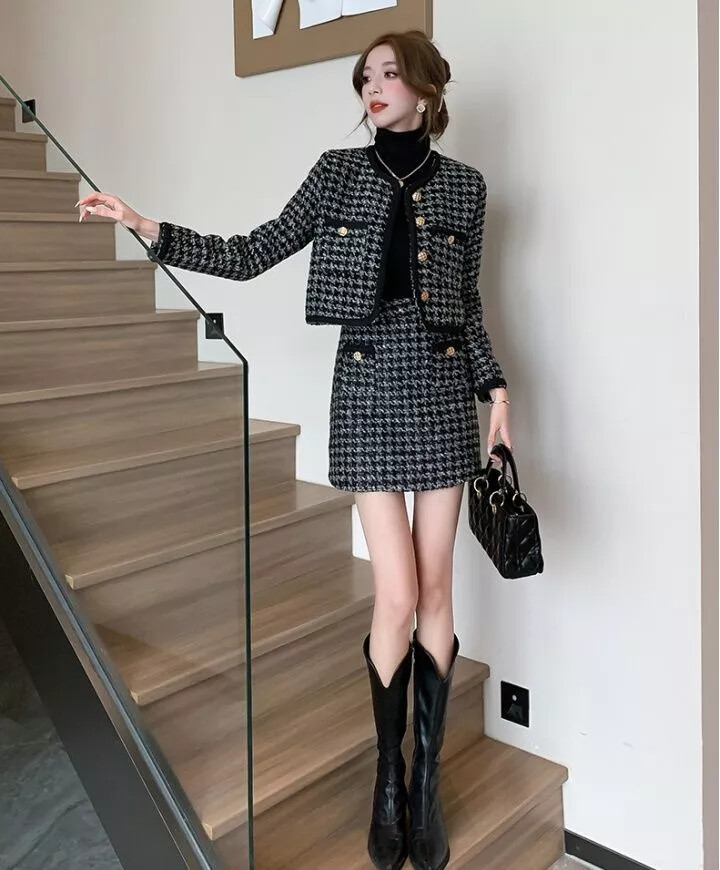 Completo Tailleur Donna Giacca E Minigonna - Elegante, Slim Fit, Per Ufficio O Cerimonia, Doppio Petto - Foto 7